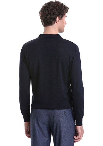 Lacivert Regular Fit Düz Polo Yaka Triko Kazak indirimleri