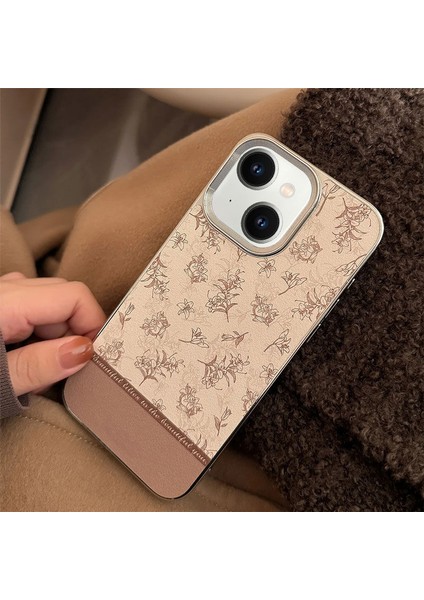Apple iPhone 13 Uyumlu Kılıf Zebana Lily Flowers Silikon Kılıf Açık Kahverengi