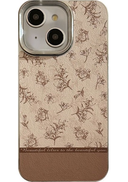 Apple iPhone 13 Uyumlu Kılıf Zebana Lily Flowers Silikon Kılıf Açık Kahverengi modelleri