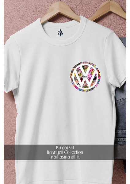 Oversize Vw - Volkswagen Renkli Logo Cep Tasarımlı Unisex T-Shirt fiyatları
