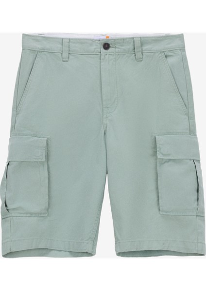 Brooklıne Twill Cargo Short Yeşil Normal Bel Rahat Düz Erkek Kargo Şort