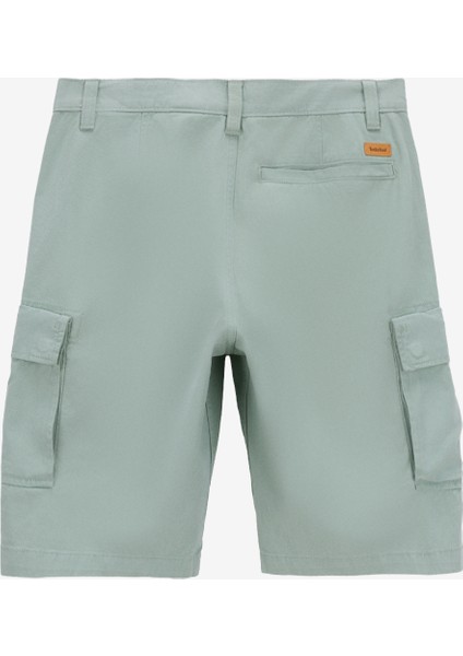 Brooklıne Twill Cargo Short Yeşil Normal Bel Rahat Düz Erkek Kargo Şort