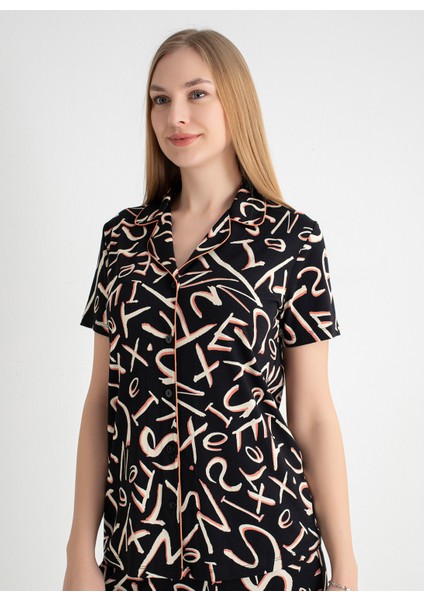 V Yaka Siyah Pijama Üst 403SIX-1110-064 fırsatları