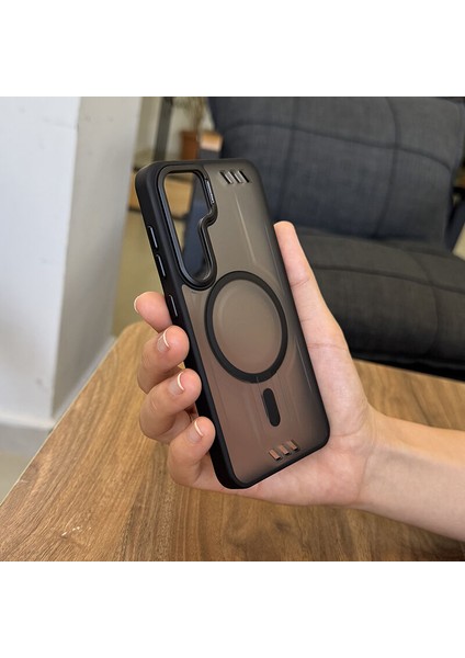 Samsung Galaxy S25 Plus Uyumlu Kılıf Zebana Vault Silikon Kılıf (Kablosuz Şarj Destekli) Siyah