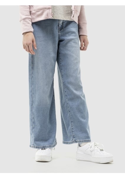 Kız Çocuk Açık Mavi High Rise Supersoft Wide-Leg Jean Pantolon