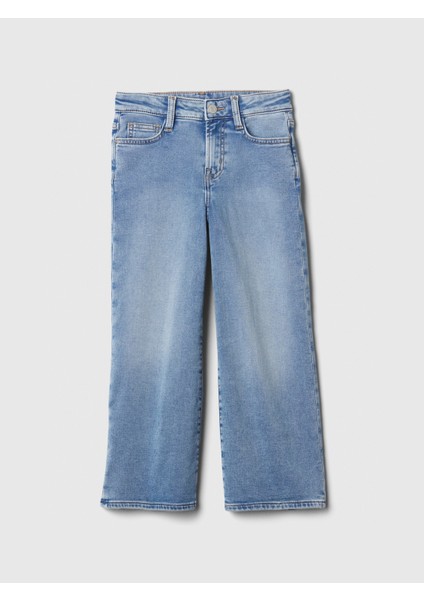 Kız Çocuk Açık Mavi High Rise Supersoft Wide-Leg Jean Pantolon