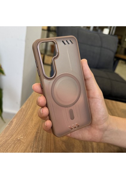 Samsung Galaxy S24 Uyumlu Kılıf Zebana Vault Silikon Kılıf (Kablosuz Şarj Destekli) Desert Titanyum fiyatları