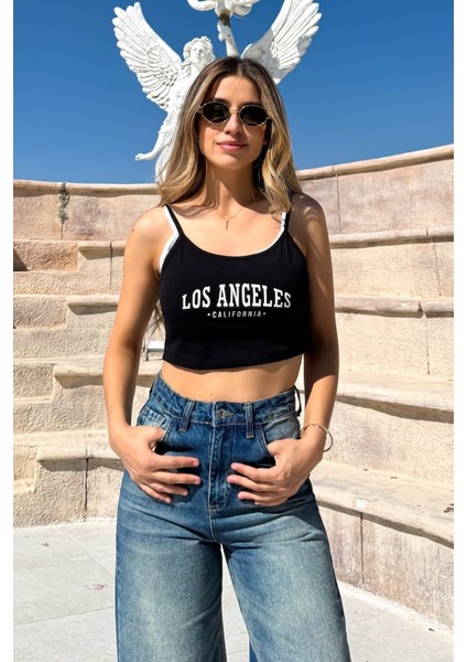 Los Angeles Baskılı Ip Askılı Bady 6264
