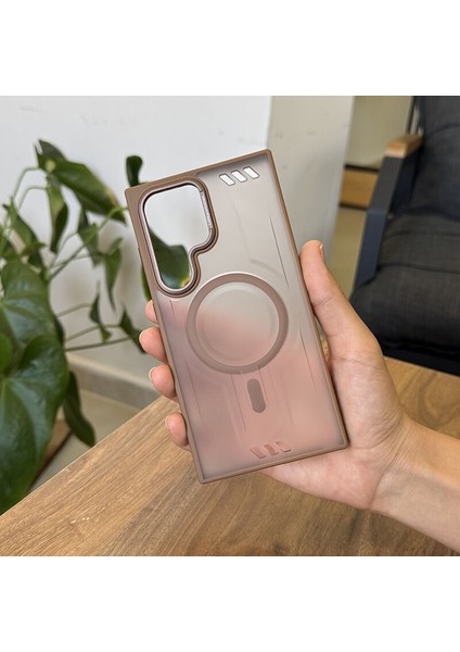 Samsung Galaxy S24 Ultra Uyumlu Kılıf Zebana Vault Silikon Kılıf (Kablosuz Şarj Destekli) Desert Titanyum