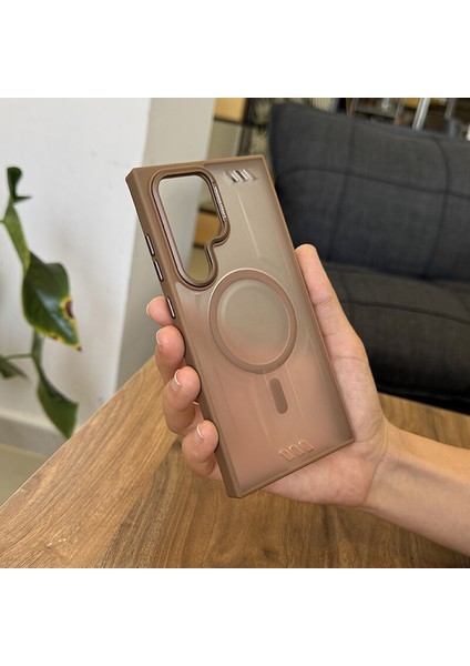 Samsung Galaxy S24 Ultra Uyumlu Kılıf Zebana Vault Silikon Kılıf (Kablosuz Şarj Destekli) Desert Titanyum fiyatları