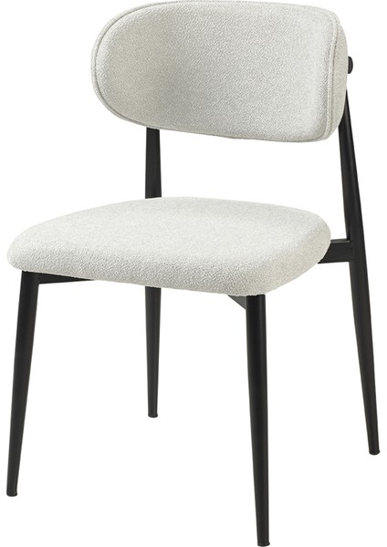 Luna Sandalye - Mense Krem Kumaş - Metal Siyah Iskelet - Mutfak Sandalyesi - Salon Sandalyesi