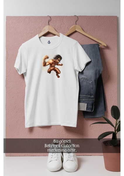 Oversize Attack On Titans Eren Tasarımlı Unisex T-Shirt