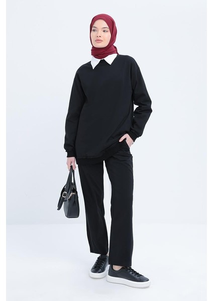 Siyah-Pis Dikişli Eşofman Takımı