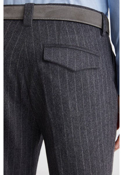 Kaşmir Karışım Flanel Chino Gri Çizgili Pantolon fırsatları