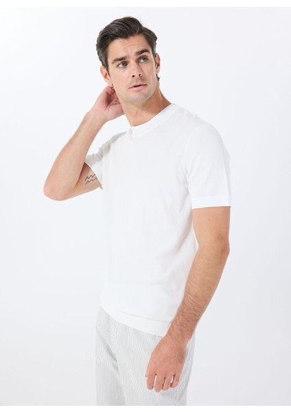 Beyaz Erkek Bisiklet Regular Fit Kazak FC4SM-KZK 0415