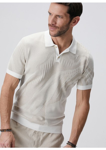 Bej Erkek Polo Slim Fit Kazak 1093834