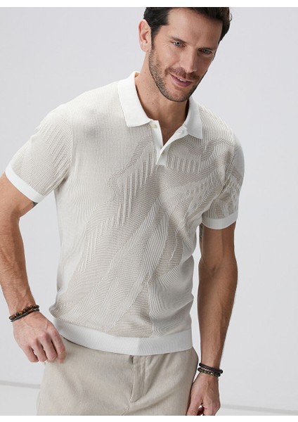 Bej Erkek Polo Slim Fit Kazak 1093834
