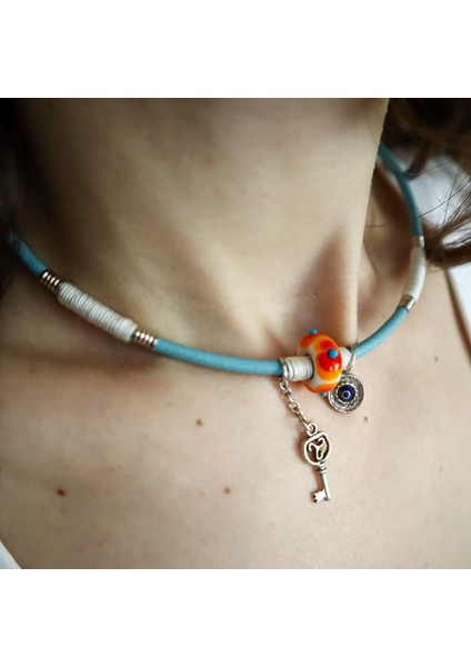Rajewelery Nazar Boncuklu Renkli Cam & Deri Choker – Genç Stil fiyatları