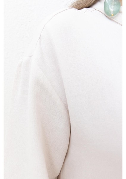 Taş-Yarım Patlı Yırtmaçlı Keten Tunik indirimleri