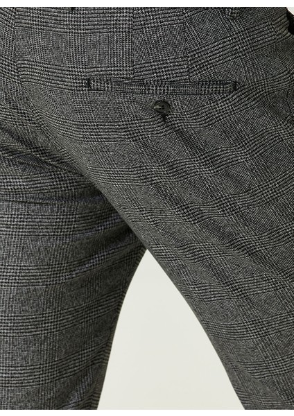 Normal Bel Duble Paça Slim Fit Siyah - Gri Erkek Pantolon 1084295