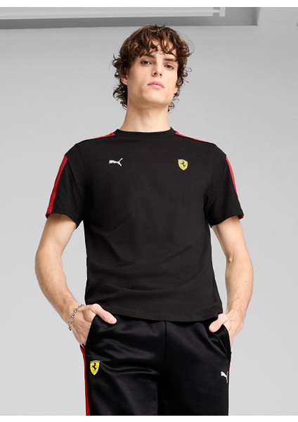 63019601 Ferrari Race Mt7 Tee Puma Beyaz Yuvarlak Yaka Regular Fit Erkek T-Shirt