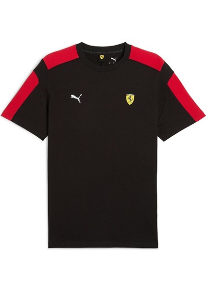 63019601 Ferrari Race Mt7 Tee Puma Beyaz Yuvarlak Yaka Regular Fit Erkek T-Shirt