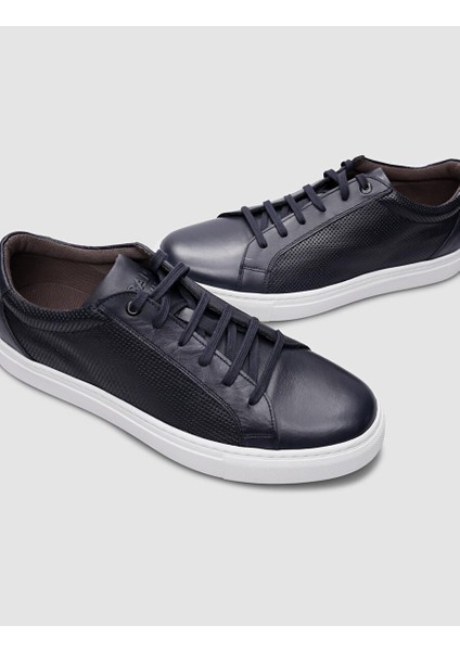 %100 Hakiki Deri Lacivert Bağcıklı Erkek Sneaker fırsatları