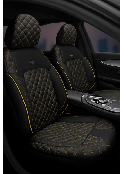 Volkswagen New Beetle 1998–2011 Monaco Serisi Eviza Siyah Sarı Koltuk Kılıfı