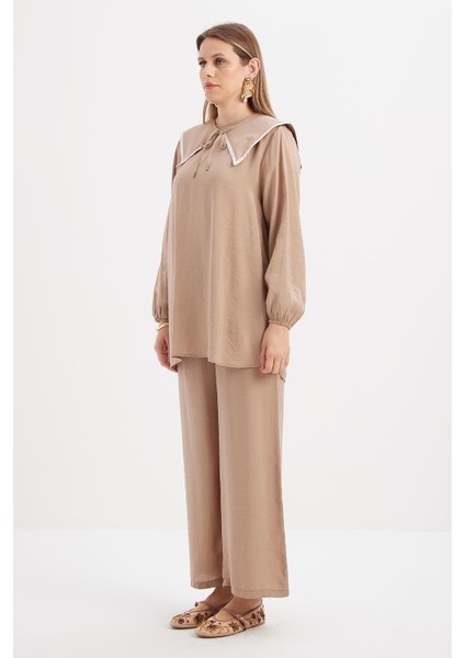 Vizon-Seyyar Yakalı Kolu Lastikli Modal Tunik fırsatları