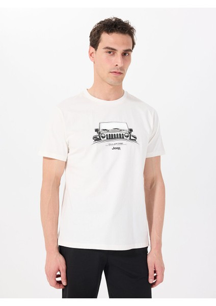 Beyaz Erkek Relaxed Baskılı T-Shirt J5SM-TST7310