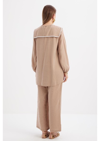 Vizon-Seyyar Yakalı Kolu Lastikli Modal Tunik indirimleri