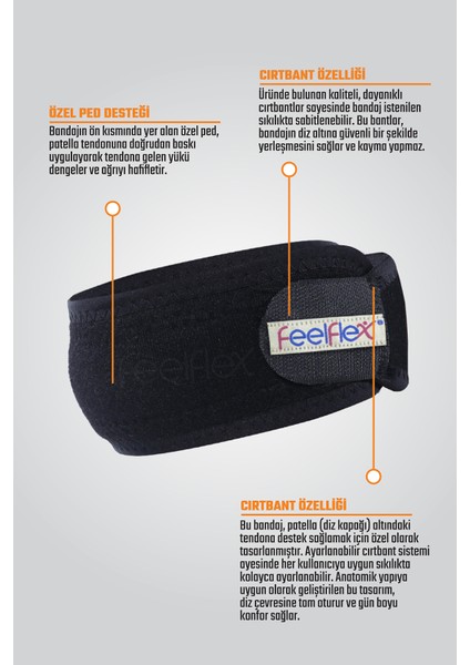 Patella Tendonu Bandajı Dizlik, Diz Bandajı, Diz Destekleme Bandı, Agri Onleyici, Sporcu Bandajı 1 Adet modelleri