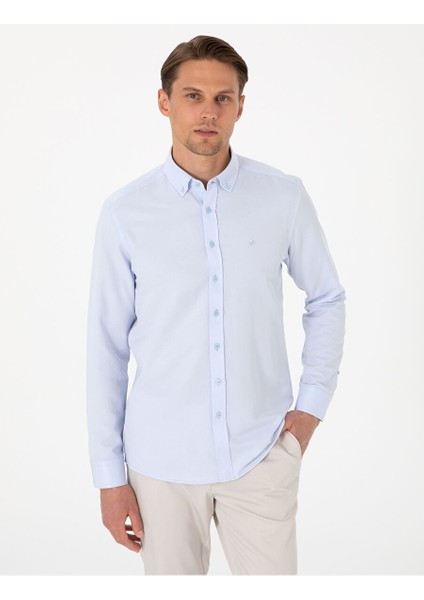 Açık Mavi Slim Fit Uzun Kollu Gömlek