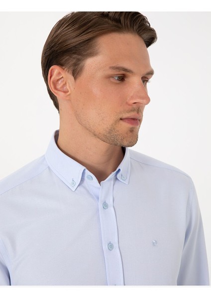 Açık Mavi Slim Fit Uzun Kollu Gömlek