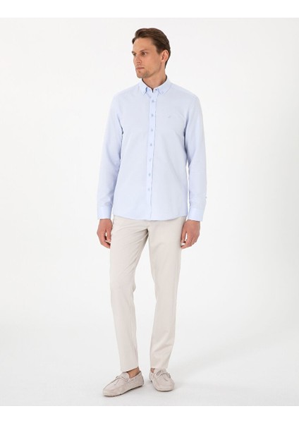 Açık Mavi Slim Fit Uzun Kollu Gömlek