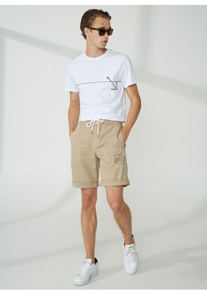 Bej Erkek Bağlamalı Bel Şort Dayshape Short