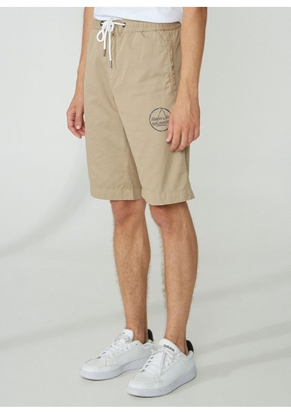 Bej Erkek Bağlamalı Bel Şort Dayshape Short