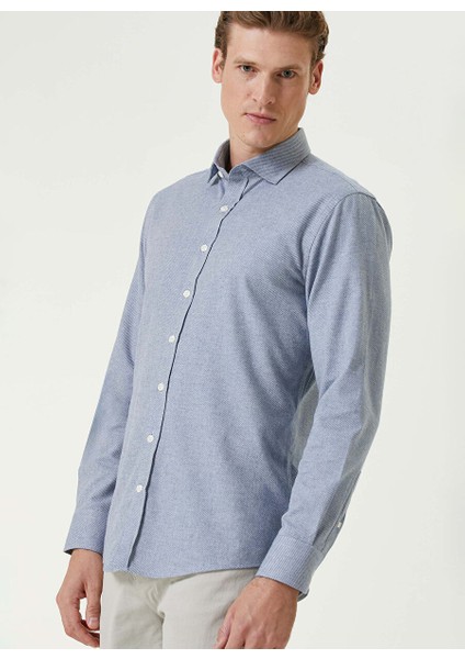 Mavi Erkek Gömlek Slim Fit Diyagonal Gömlek 1093638