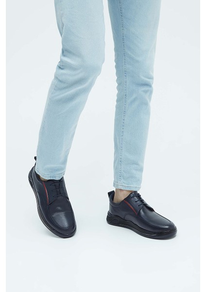 Kırık Beyaz Erkek Deri Sneaker 381 17459 Erk Ayk Y23