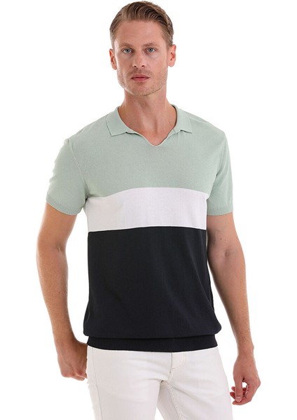 Mavi Slim Fit Desenli Polo Yaka Casual Rayon Tişört