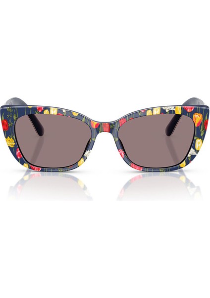 Dolce&gabbana DX4427 Çekik Lacivert Çiçekli Unisex Çocuk Güneş Gözlüğü
