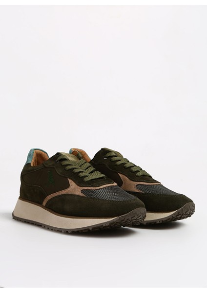Yeşil Erkek Deri - Kumaş Sneaker Callısto