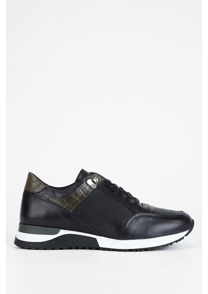Siyah-Haki Erkek Deri Sneaker 693 1480 Erk Ayk SK19-20