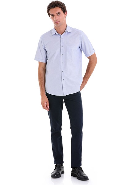 Mavi Regular Fit Kareli Pamuklu Slim Yaka Kısa Kol Klasik Gömlek