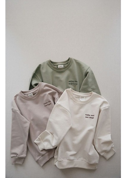 Kız Erkek Bebek Çocuk Unisex %100 Pamuk Nakışlı Sweatshirt