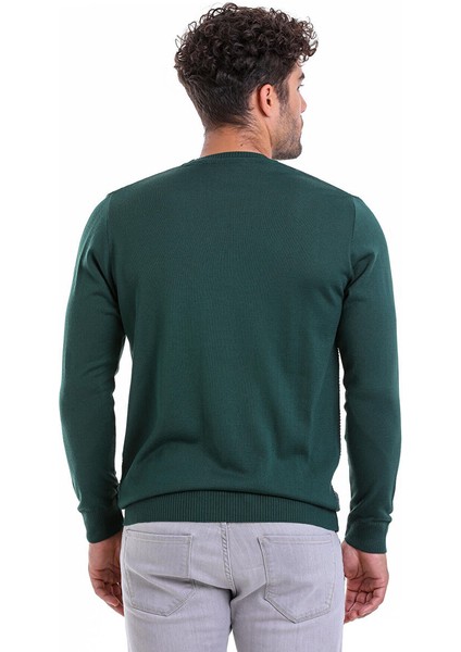 Yeşil Comfort Fit Jakarlı Bisiklet Yaka Yünlü Kazak indirimleri