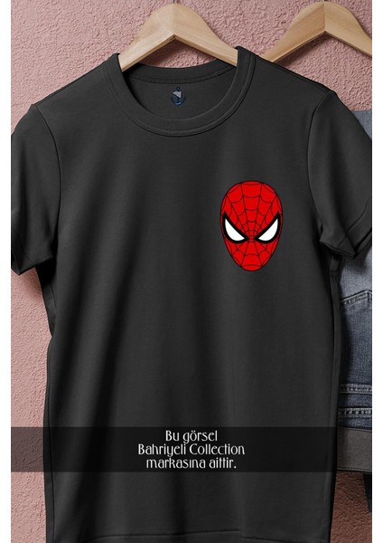 Oversize Spider-Man - Örümcek Adam Yüz Cep Tasarımlı Unisex T-Shirt modelleri