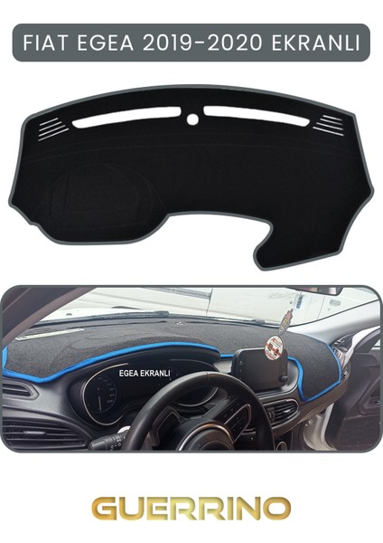 Fıat Egea 2019-2024 Modellerine Uygun Ekranlıtorpido Koruma Halısı Gri Kenar