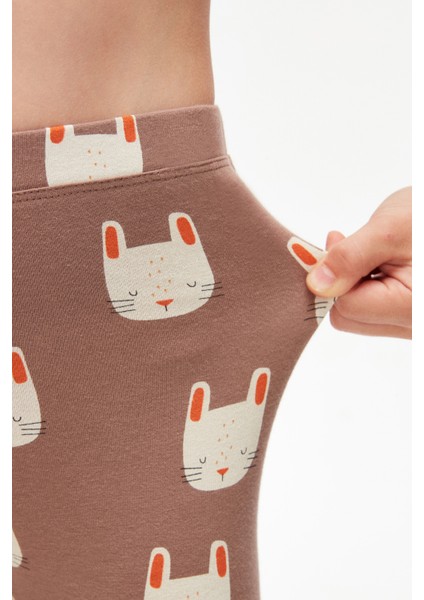 Sleepy Bunny Kız Çocuk Desenli Diz Altı Tayt Kapri modelleri