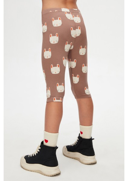 Sleepy Bunny Kız Çocuk Desenli Diz Altı Tayt Kapri fırsatları